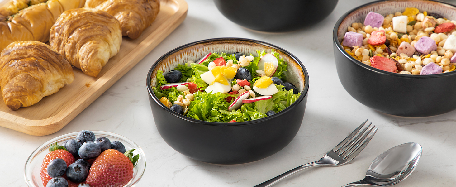 Набір посуду Steingut 24 шт. vancasso AMBER: 6 обеденних, десертних та супових тарілок, супові миски, реактивна глазур, безпечний для миття в посудомийній машині