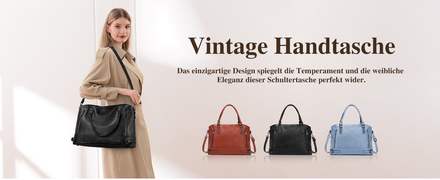 Сумка жіноча VINBAGGE PU шкіра шопер Vintage чорна для офісу та щодня