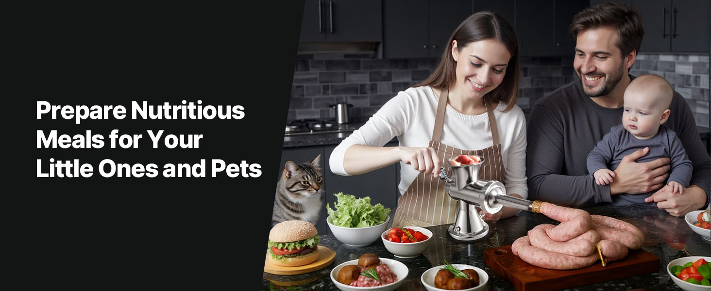 М'ясорубка ручна VEVOR 304 нержавіюча сталь, диски 4.5/8 мм, для фаршу та ковбас, срібляста