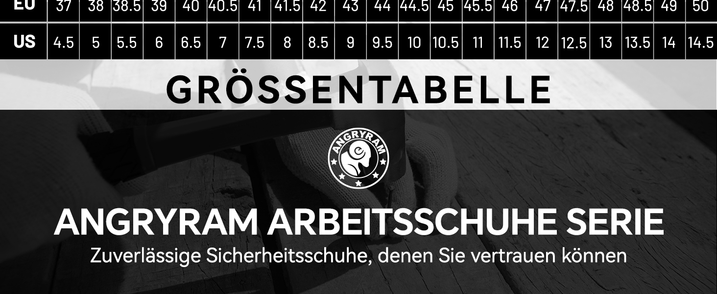 Черевики безпеки ANGRYRAM для чоловіків та жінок, легкі, чорні, з поворотним затвором, 44.5 EU, антиковзаючі, захист від проколів