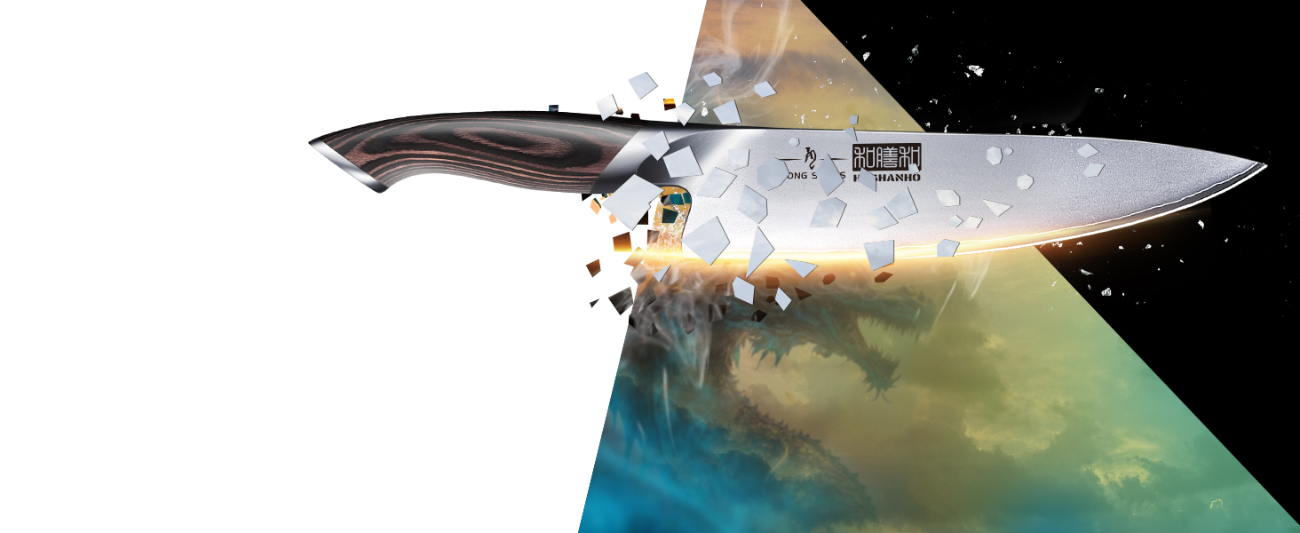 Набір кухонних ножів HOSHANHO 6 шт. з магнітним тримачем, професійний з вуглецевої сталі, ергономічні ручки