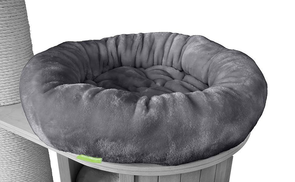 Килимок-лежанка для котячого будиночку Kratzbaumland, сумісний з Natural Paradise та Woody, з м'якого плюшу (50 см, сірий)