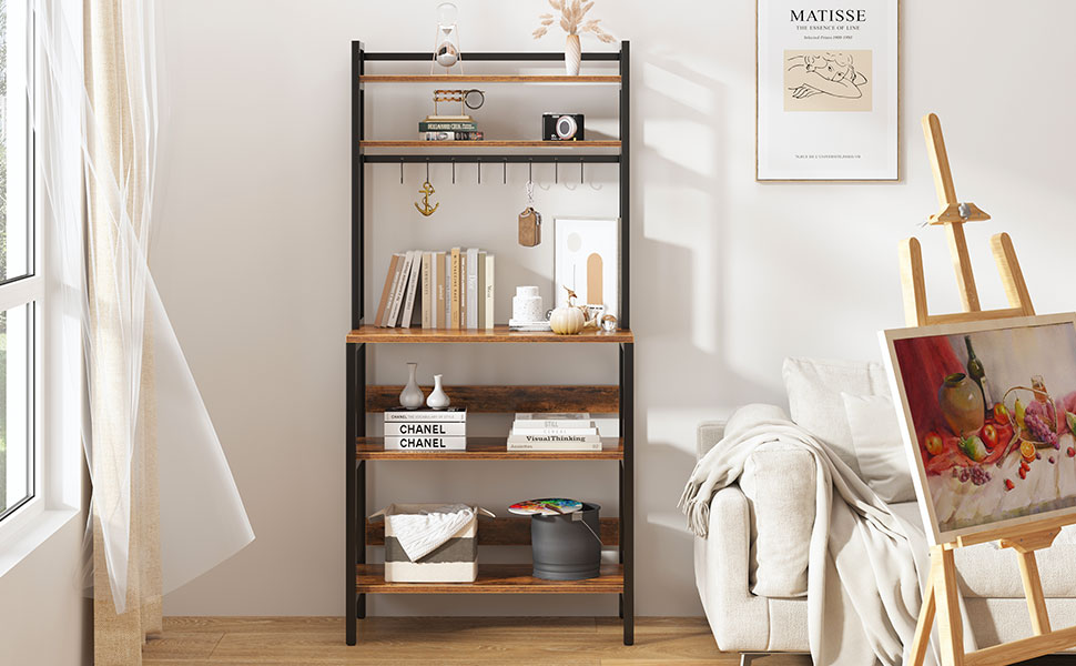 Стелаж для кухні SogesHome 5-ярусний, з гачками, 80x40 см, вінтаж