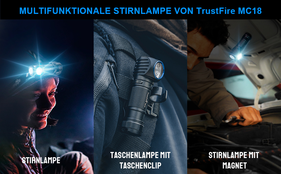 Лобовий ліхтар TrustFire MC18, 1200 люмен, LED, водонепроникний, з акумулятором, 5 режимів, для бігу та туризму