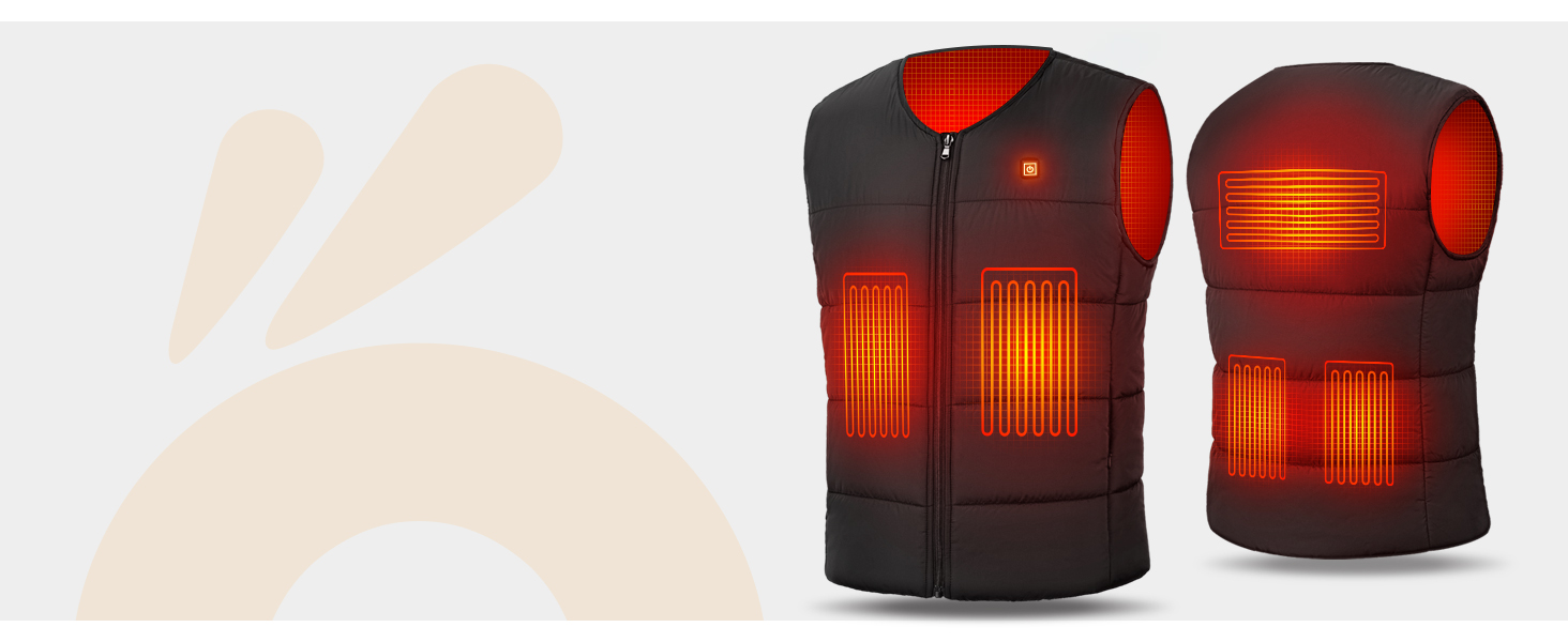 Обогріваючий жилет UNBON з V-подібним вирізом, чоловічий/жіночий, з Powerbank USB 10000mAh, 3 режими нагріву, 5 зон нагріву, чорний