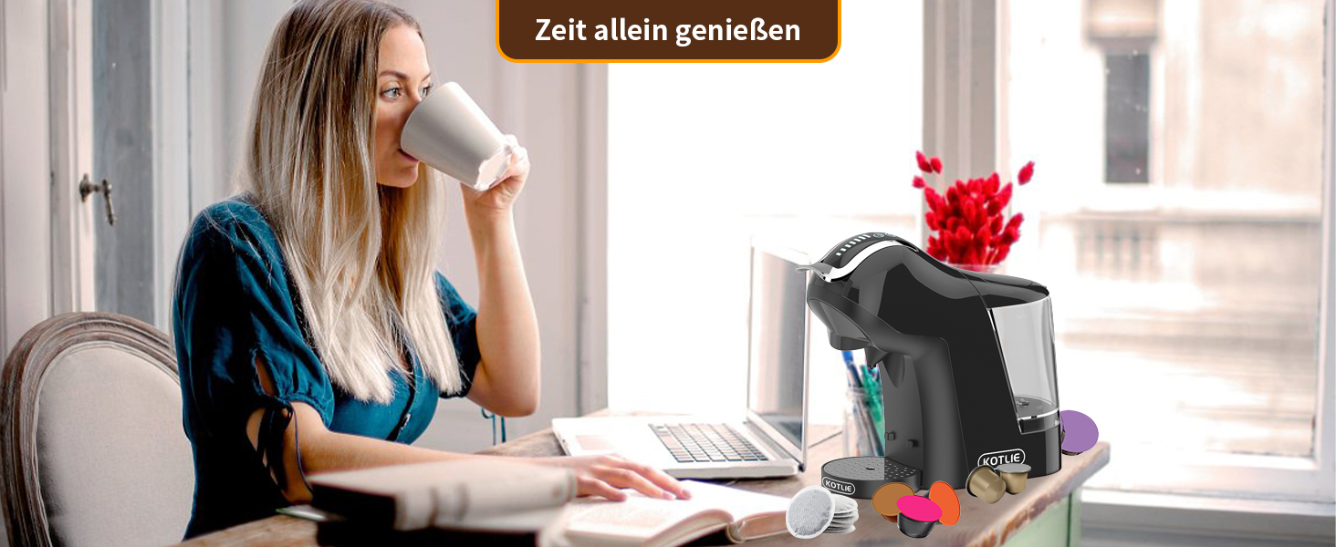 Кавомашина KOTLIE 5-в-1 для капсул, меленої кави та ESE (44 мм), чорна (EM-308A)