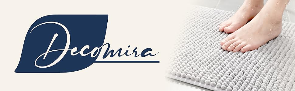 Килимок для ванної кімнати Decomira, 40x60 см, темно-сірий, з антиковзким покриттям, придатний для прання, з м'якої тканини Chenille | Килимок для душу, ванни, унітазу, декор