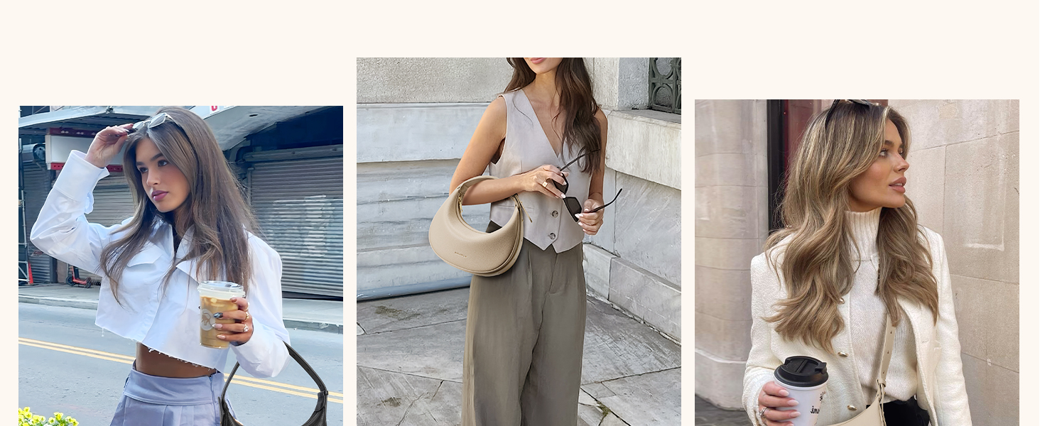 Сумка жіноча BOSTANTEN велика шопер з PU шкіри, елегантна сумка через плече, Hobo Bag чорна (1-3320-бежева)