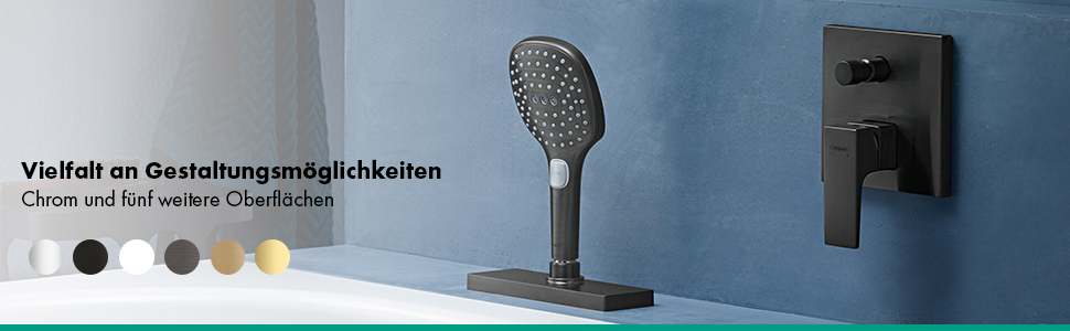 hansgrohe Raindance Select E - water-saving showerhead 9 l/min (EcoSmart), handheld shower with 3 spray patterns, square shower head (120 x 120 mm), water-saving showerhead with anti-limescale function, 26521000 (Brushed Black Chrome, 3 spray patterns)