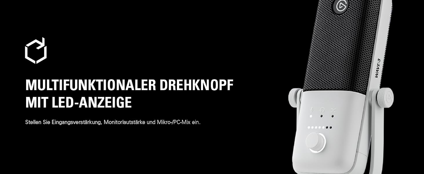 Мікрофон Elgato Wave:3 White - USB конденсаторний для стрімінгу, подкастів, геймінгу та роботи. З безкоштовним ПЗ