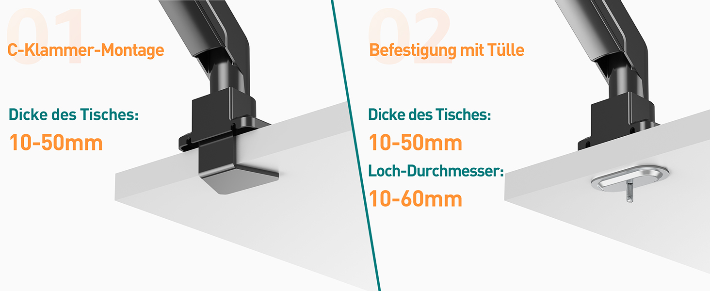 Кріплення для монітора ELIVED EV3227 для моніторів до 49 дюймів, вантажопідйомність до 20 кг, VESA 75/100 мм, газ-амортизатор, регульований нахил, поворот, оберт