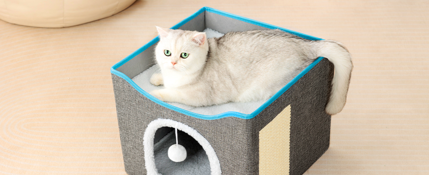 Будиночок для котів FURRYPAWS - затишний будиночок для котів для дому та вулиці, ідеальний для котів та кошенят, стабільна конструкція, сірий, на 2 котів