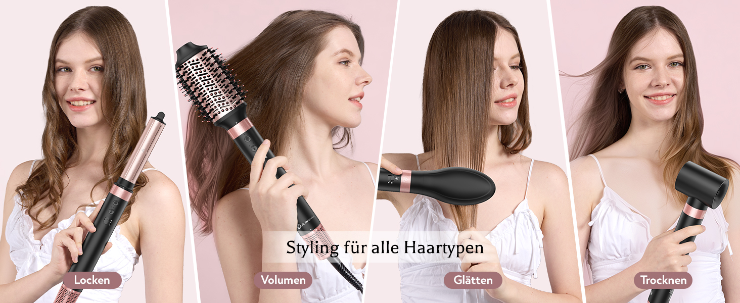 Slopehill Airstyler 5 в 1: Іонізатор, Фен, Щітка для об'єму, Локони, Випрямляч. Чорний