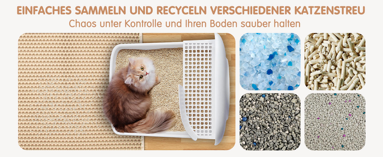 Килимок для котячого туалету Ycozy Katzenklo Matte XL 90x60 см EVA з подвійним шаром, водонепроникний, легко миється, бежевий