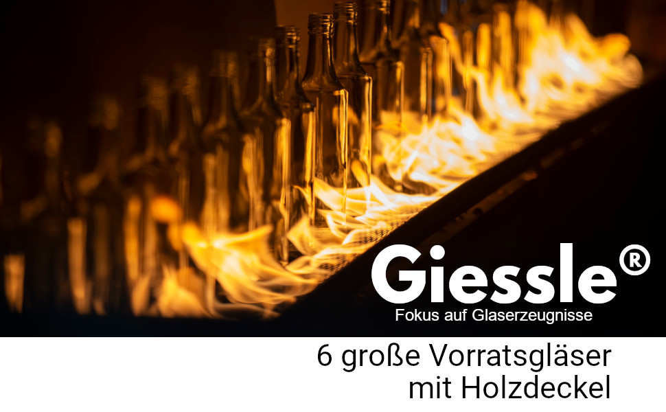 Преміум набір банок GIESSLE 6x1150 мл для зберігання, скло з дерев'яною кришкою без клею, великі ємності для мюслі, харчових продуктів, екологічний матеріал з ЄС