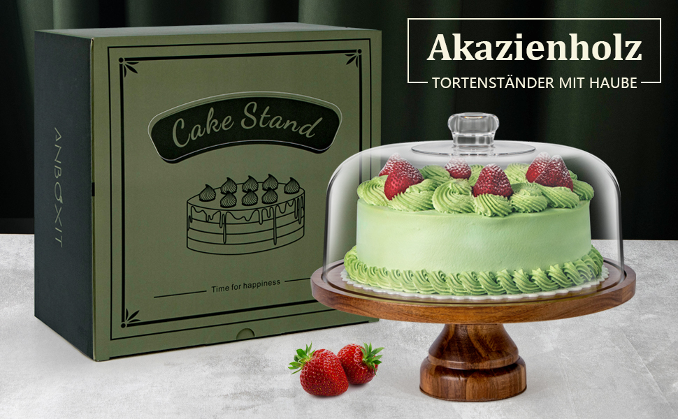 Тортенева таця ANBOXIT з ніжками, підставка для торта, таця для пирога з кришкою, тортоглінка з акрилу, дерев'яна підставка для торта з кришкою - ніжки акрил, кришка - ніжки