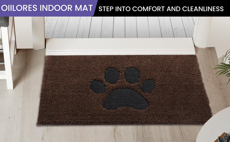 Килимок для дому 50x80 см, антиковзкий, миючий, низький профіль, супер вбираючий, для брудних лап собак, коричневий