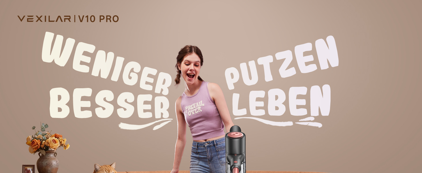 Бездротовий акумуляторний пилосос Vexilar V10PRO 6-в-1 з LED, потужність 450W, час роботи 45 хв, сила всмоктування 45000Pa. Підходить для твердих поверхонь, килимів та видалення шерсті тварин. Компактний, легкий, з телескопічною трубою. Колір: Рожевий.