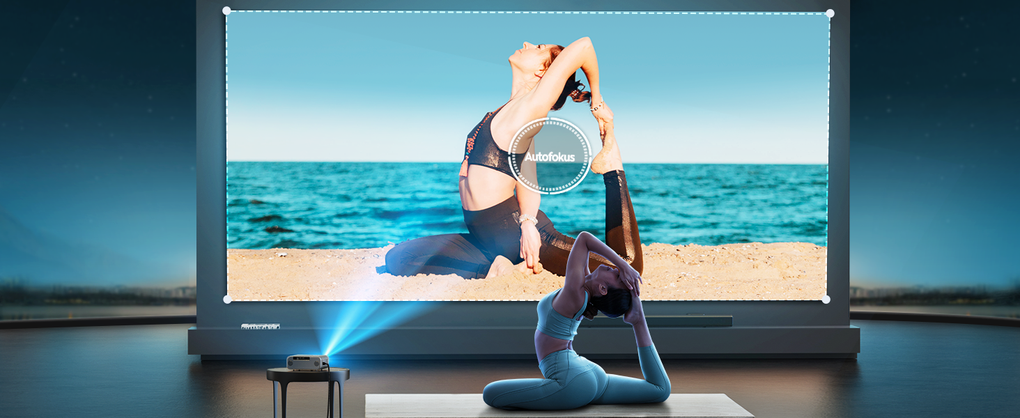 YABER Проектор для домашнього кінотеатру, 1080P Full HD, підтримка 4K, автофокус, корекція Keystone, WiFi 6, Bluetooth, портативний, для смартфона/Fire TV Stick/PS5