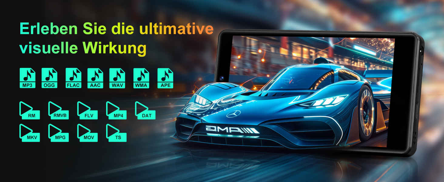 MP3 плеєр 96GB з Bluetooth, WiFi, Android 13, камерою та гучномовцем. Плеєр MP4 для Spotify, Kids, Audible, Amazon Music, Play Store - Чорний