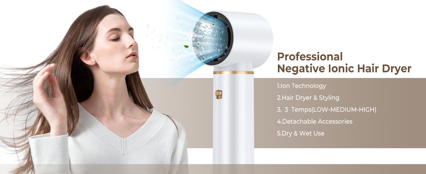 Airstyler 5 в 1: Фен-щітка для волосся, 1000W, білий. Створення об'єму, сушка, укладка, завивки. Підходить для всіх типів волосся. Набір з автоматичними локонами