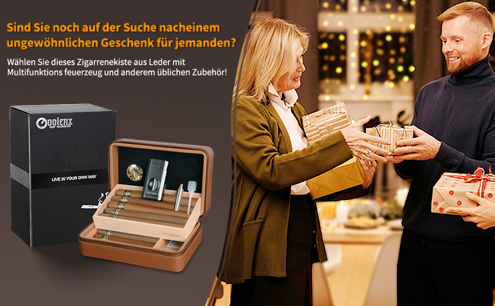 Чохол для сигар з натуральної шкіри, переносний вологозберегаючий гуморидор, для 6 сигар, подарунок для чоловіків (без сигар), темно-коричневий