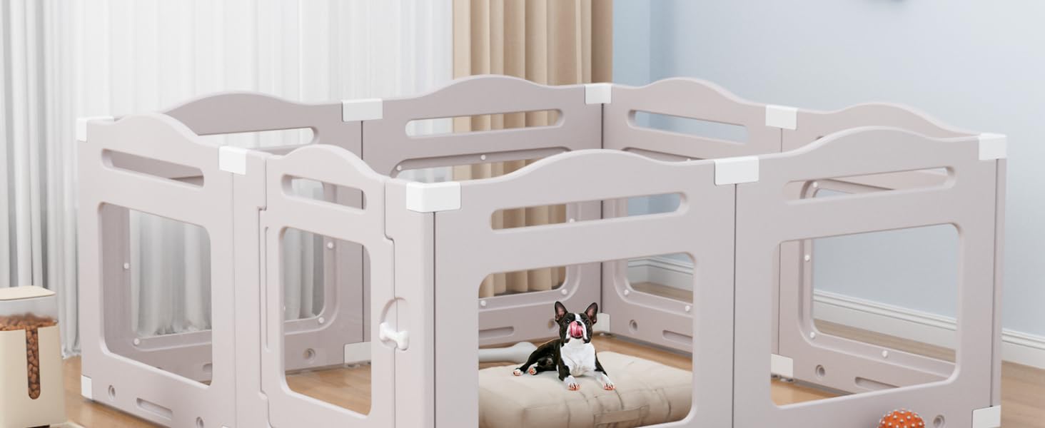 Клітка для цуценят з акрилу 60 см, 7+1 шт. з дверцятами, без ґрат, для дому, з присосками, прозора, теплий сірий колір, для собак та цуценят