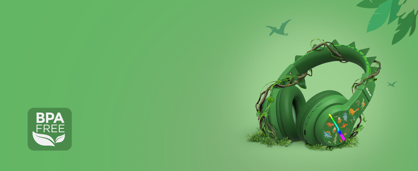 iClever Бездротові навушники для дітей з LED-підсвічуванням, Over-Ear, Bluetooth 5.2, мікрофон, BTH12 (Хвилинка)