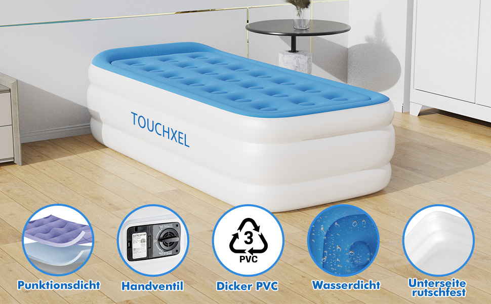 Надувний матрац односпальний з електричним насосом (Чорний)