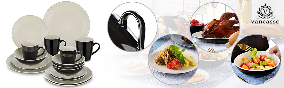 Набір посуду для 4 осіб LENTO Beige, 16 частин, кераміка, вінтажний стиль