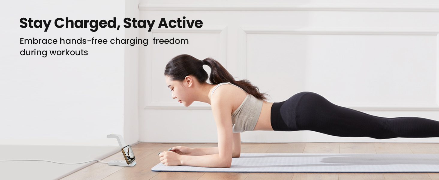 GEEKERA 3-в-1 Бездротова Зарядка для Google Pixel Watch 3/2, Fitbit Versa 4/3, Sense 2/Sense, iPhone, Pixel, Samsung – Матове Біле