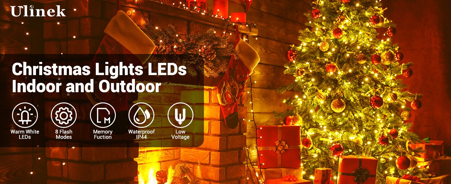 Гірлянда світлодіодна зовнішня 100 метрів, 1000 LED, теплий білий колір, для декору на Різдво, водонепроникна IP44, 8 режимів, для дому, вечірки, ялинки, балкону, тераси