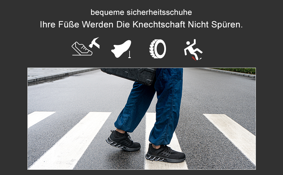 Черевики робочі чоловічі/жіночі Hitmars з металевим підноском, зручні, легкі, кухонні, неслизькі, чорні, EU 46