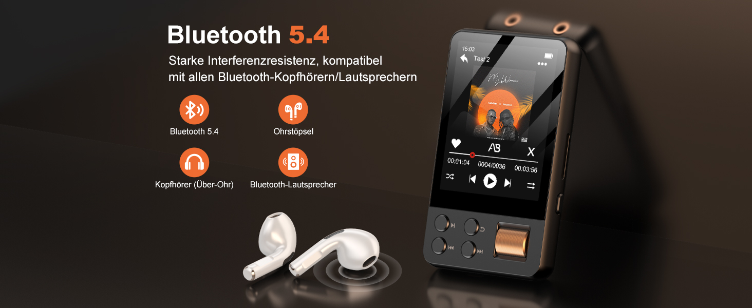 MP3 плеєр Hi-Res 64GB з Bluetooth 5.3, DSD DAC, підтримкою FLAC, 2.8