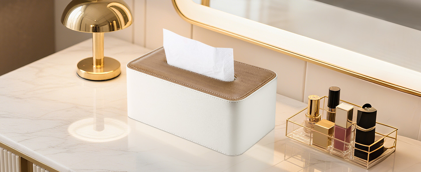 Стильна коробка для серветок з PU шкіри KingFOM - для офісу, авто, дому (C-Бежевий)