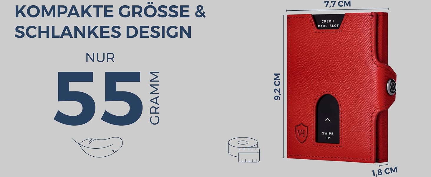 Портмоне VON HEESEN Slim Wallet з відділенням для монет та захистом RFID - для чоловіків та жінок - картхолдер, кредитне картхолдер - міні гаманець з карбону чорного кольору.