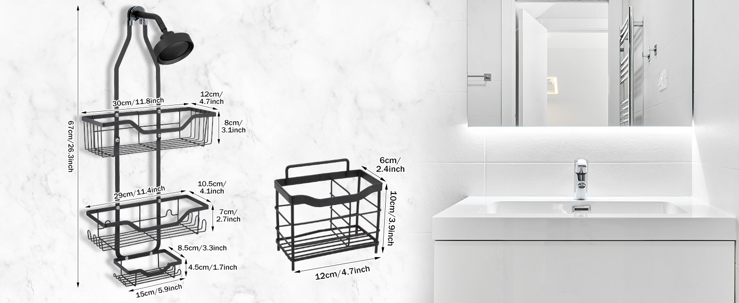 Настінна поличка для душу з тримачем для зубних щіток, нержавіюча сталь, 12 гачків, без свердління, органайзер для ванної кімнати