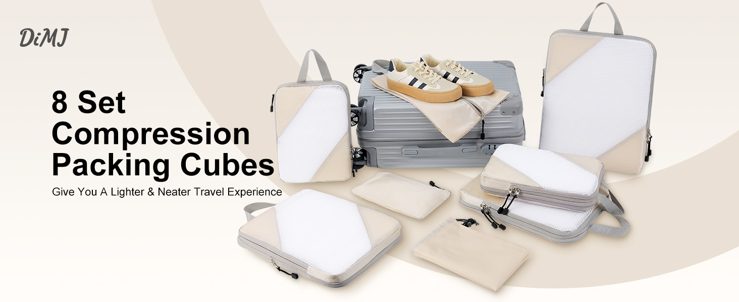 Органайзери для валізи DIMJ - Набір 8 шт. для подорожей, чорного кольору