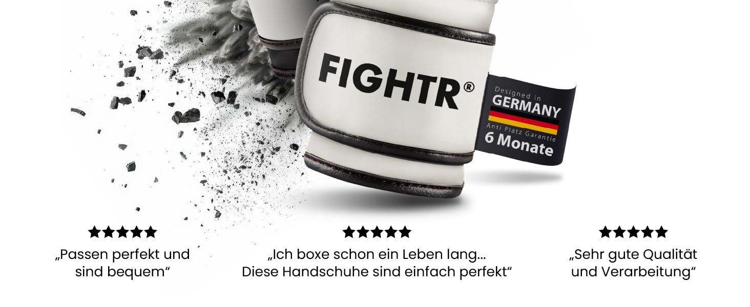 Боксерські рукавички FIGHTR®: Максимальний захист та стабільність | Для боксу, MMA, муай-тай та кікбоксингу | Розміри 8-16 oz, з чохлом (14 oz, білий/чорний)
