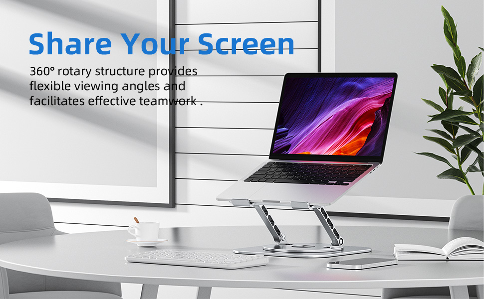 MCHOSE Adjustable Laptop Stand - Ergonomic Aluminum Laptop Riser for Desk - 360° Rotation - Compatible with MacBook Air & 10-17' Laptops