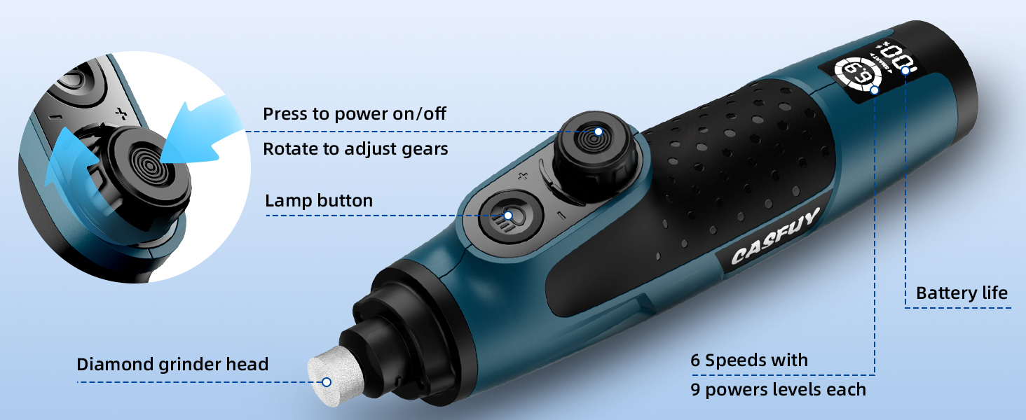 Шліфувальник кігтів для собак Casfuy Smarter Krallenschleifer – 6 режимів, LED-підсвітка, тихий, акумуляторний, для собак та котів