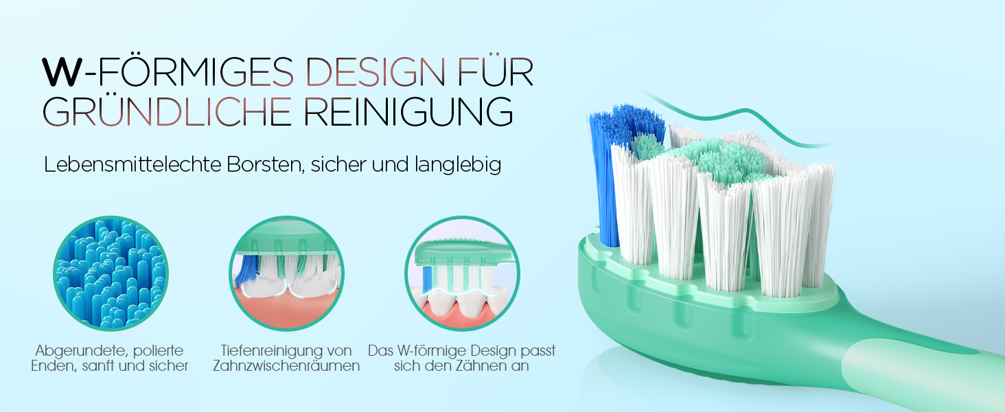 Електрична звукова зубна щітка Ultraschall ET110 (41000 VPM, 70 днів, 6 насадок, таймер, IPX7, зелена)