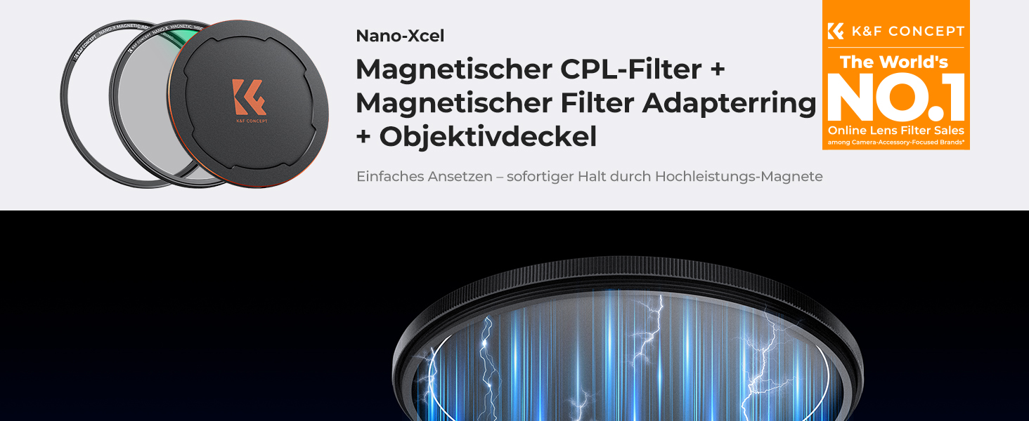 CPL фільтр K&F Concept 77mm: кругла поляризаційна фільтр з магнітним кріпленням, HD скло з Nano-Xcel покриттям