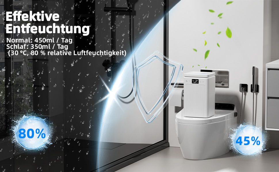 Електричний осушувач повітря 2.2L з LED дисплеєм, тихий, з таймером та підсвічуванням, авто-стоп та авто-розморожування, для спальні та ванної кімнати