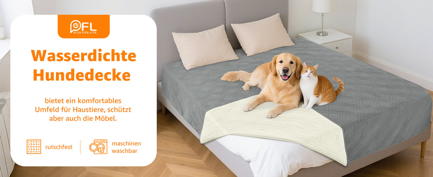 Водонепроникний килимок для собак Pick for Life 208x208 см - захист дивану та ліжка. Миючий килимок для великих та маленьких собак, сірий