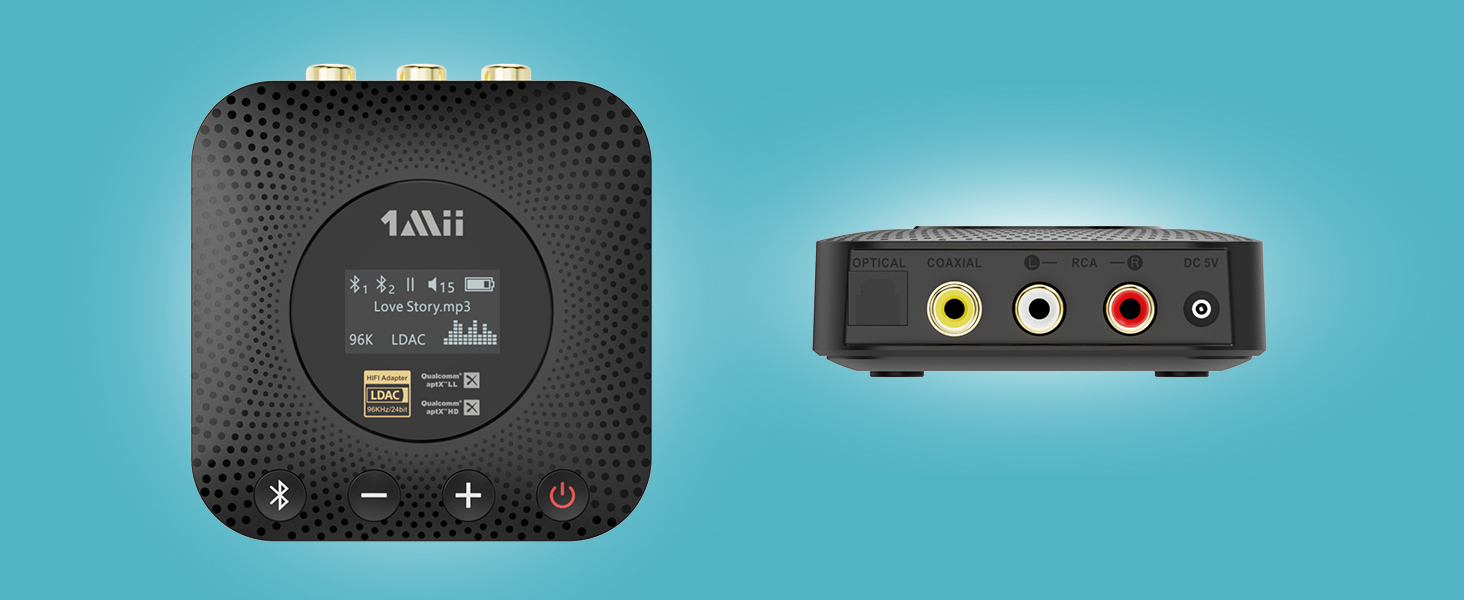 1Mii B06HD Bluetooth 5.1 Аудіоприймач: HiFi, aptX HD, Low Latency, 3.5mm/Cinch, 15 годин роботи