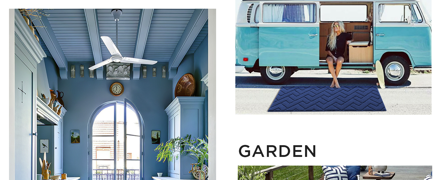 Килимок для дому та вулиці 50x80 см, миючий, вологостійкий, антиковзкий, для входу, порогу, патіо, галереї, саду (60 x 180 см, синій)