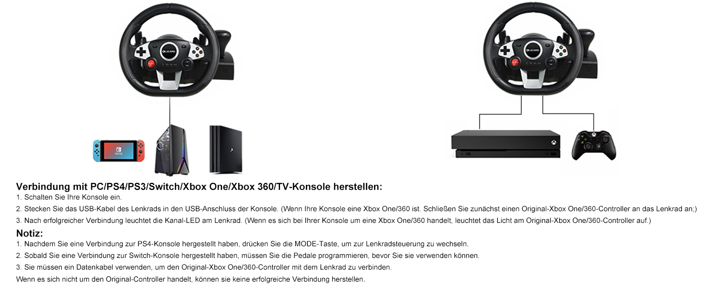 Ігрове кермо DuLingKer з педалями та перемиканням передач, 270° для PC/PS4/Switch/PS3/Xbox One/Xbox 360/Android TV, кермо для перегонів з вібрацією, зворотним зв'язком