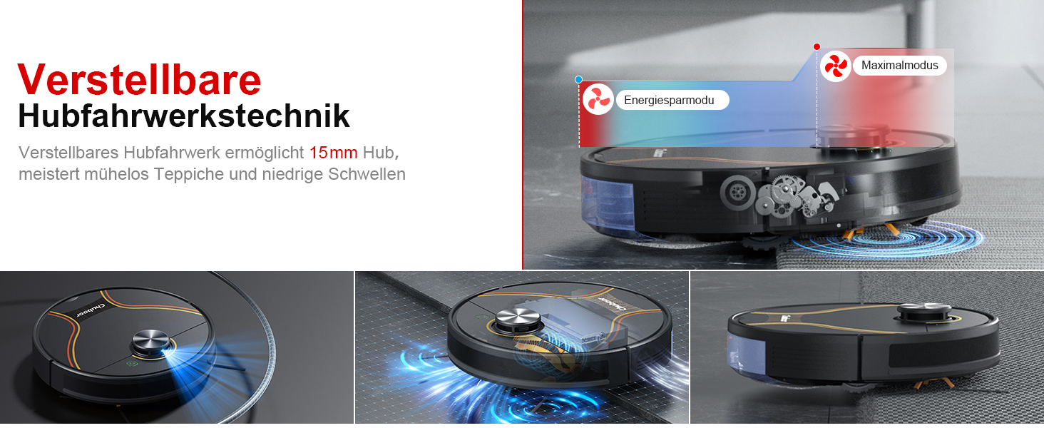 Робот-пилосос Chuboor з функцією миття 3 в 1, 6500Pa, LiDAR навігація, керування через додаток/WiFi/Alexa, автозарядка, 150 хв роботи, для шерсті тварин, килимів та твердих підлог, чорний