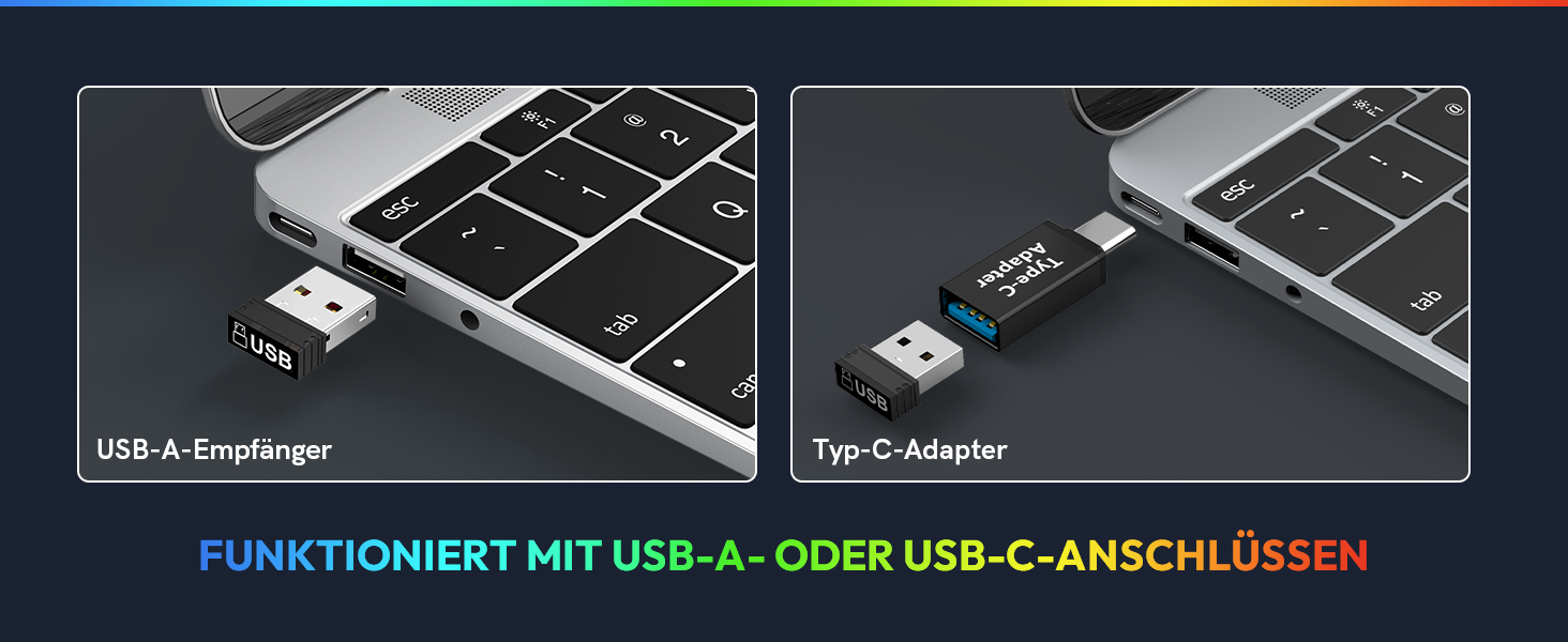 Бездротова клавіатура та миша з підсвічуванням, USB-C, тиха, для Mac/Windows/PC/Laptop, QWERTY (Чорний)